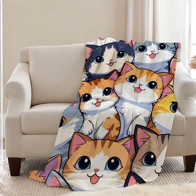Blanket Throw Super Big Cosy Cute Plush Living Room Sofa Couch Cartoon Childish Cat Eyes Birthday Gifts