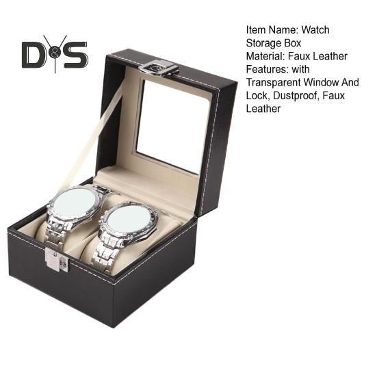 Watch Storage Box with Transparent Window And Lock Wooden Bracelet Organizer Faux Leather Dustproof Jewelry Storage Case