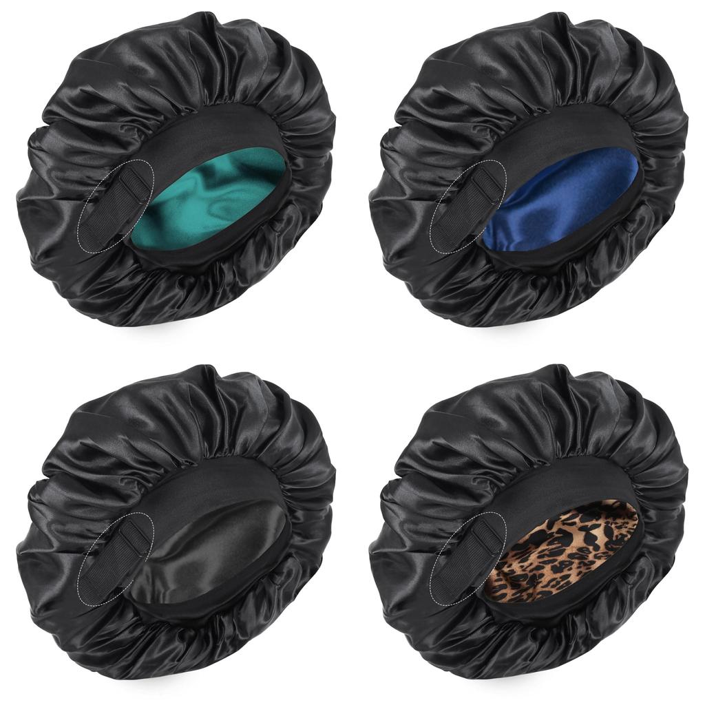 Double Layer Satin Sleep Cap With Adjustable Fit For Comfort And Style