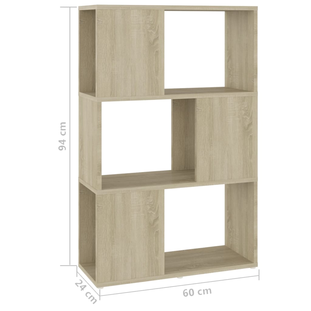Bookshelf Room Divider Sonoma Oak 60 X 24 X 94 Cm Wood Based Material