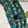 Boho Crystal Bead Bracelets for Women Elastic Heart Letter Bangles Wristband Yoga Jewelry Gift Set 4Pcs