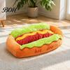 Gemütliche Indoor-Katzenhöhle Hot Dog Bett, Niedliche Kuschelhöhle mit Abnehmbarem Waschbarem Polster, Lustiges Warmes Schlafbett für Kätzchen, Brötchen-Plüsch, Kleine Hunde, Katzen, Weiches Haustier