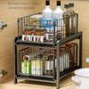 Under Sink Shelf Cabinet Organizer  2-Layer Removable Pull-Out Kitchen Under Sink Organizer Storage Rack with Drawers