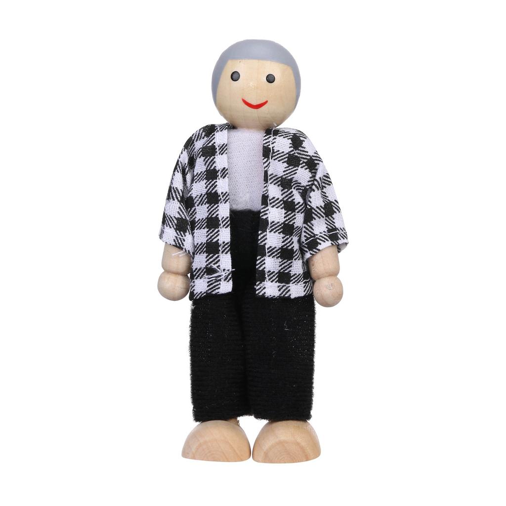 Dzieci Dziewczynki Szczęśliwe Lalki Rodzina Zestaw do Zabawy Drewniane Figurki Zestaw 6 Ludzi Lalki