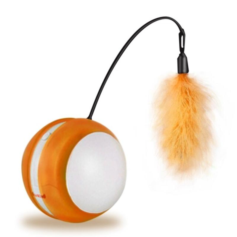Interactive Play Ball for Cat Plus Pen Irregular Walking Mode Flashing LED Flashes Funny Sounds Multi Styles Color Safety Material | Cat Toys (Orange)