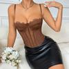 Transparent Lace Corset Slim fit Suspender Vest Elastic Crop Tops  Ladies