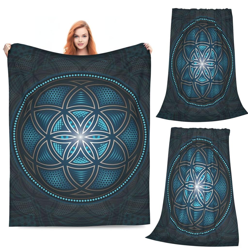 Seed Of Life With Gradients And Resonant Background Blanket Fleece Sofa Throw Blanket Portable for Bedding Throws Bedspread