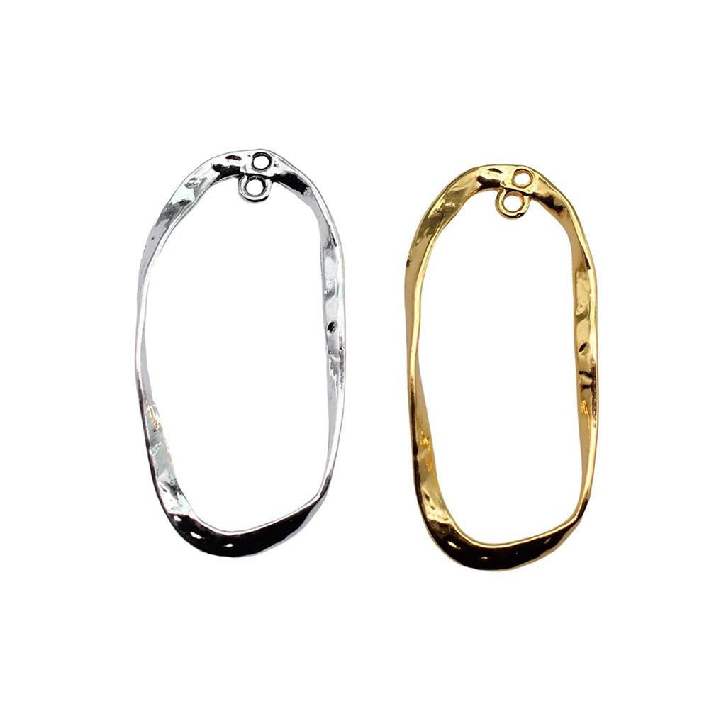 Irregular Oval Frame Connectors Moon Hammered Texture Links For Earring Making