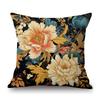 Red Yellow Flower Pattern Peony Rose Home Decoration Royal European Style Cotton Linen Sofa Throw Pillow Case Cushion Cover