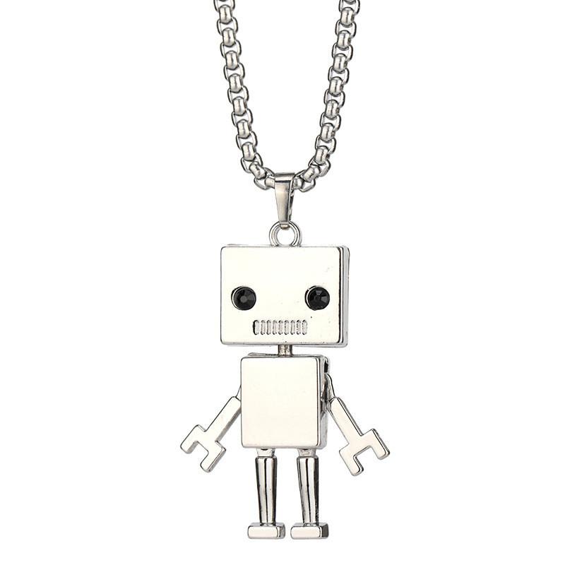 Cool Titanium Steel Robot Necklace For Men And Women With Hip Hop Punk Street Style
