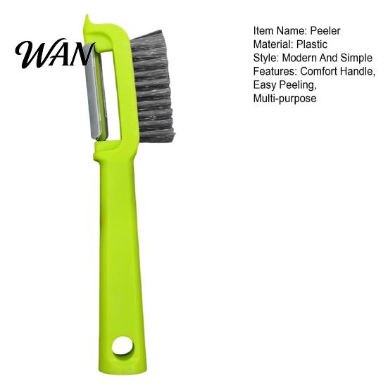 Multi-purpose Kitchen Peeler Vegetable with Brush Stainless Steel Blade Fruit Carrot Cucumber Wide Coverage Ergonomic Grip Gadget for Removing Skin &