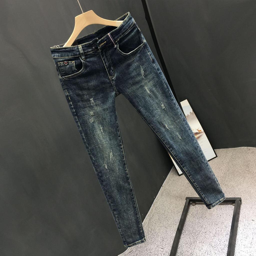 Men's 2024 New Trendy Washed Slim Fit Korean Style Jeans