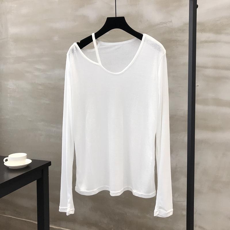 

Топ халтер з відкритими плечима в корейському стилі: Жіноча сорочка з довгим рукавом для тонкого захисту від сонця One Size білий