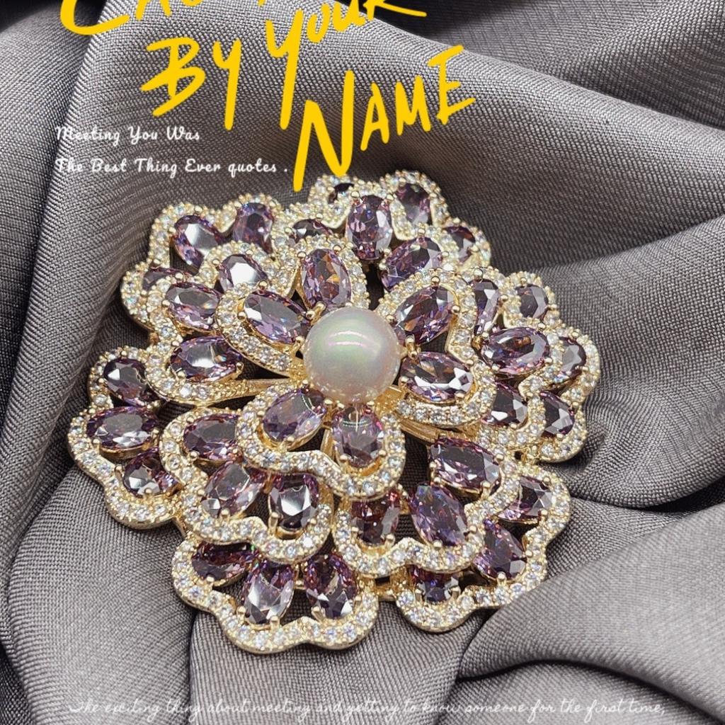 03 Broșă retro cu mărgele Super Flash, cu micro-incrustații de zirconiu, de lux, de calitate premium, ușoară