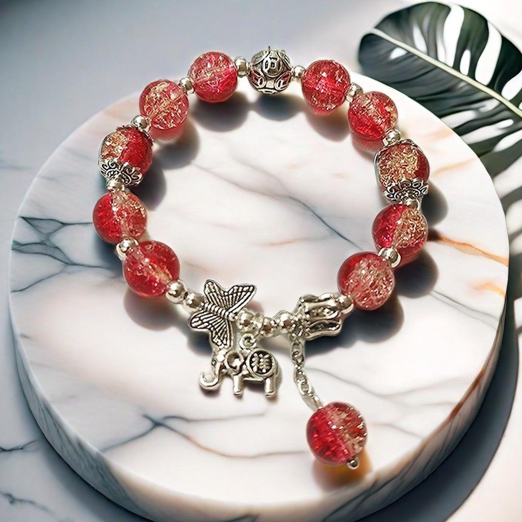 Super Fairy Forest Gradient Glass Bracelet - Chic Chinese Style Gift for Women and Best Friends, Lightweight Luxury Accessory
