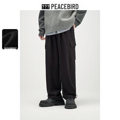 PEACEBIRD Men's Retro Jacquard Cargo Drawstring Pants