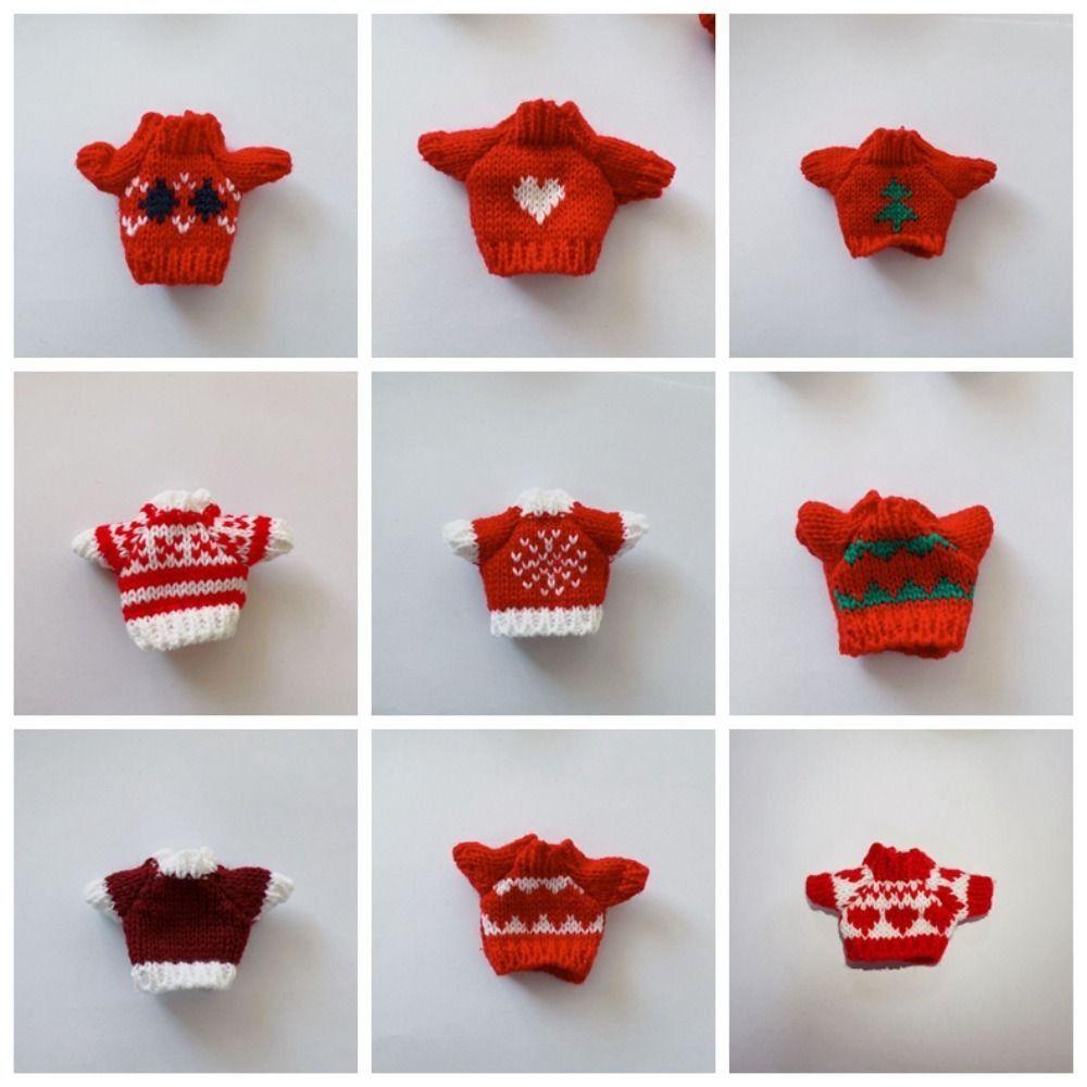 White/Red/Green Dolls Sweater Christmas Style Plush Doll's Clothing for 16cm/17cm Bjd Doll