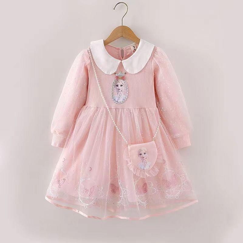 

Girls Frozen Elsa Princess Mesh Dress - 2025 Spring/Autumn Style for Kids Birthday 140cm