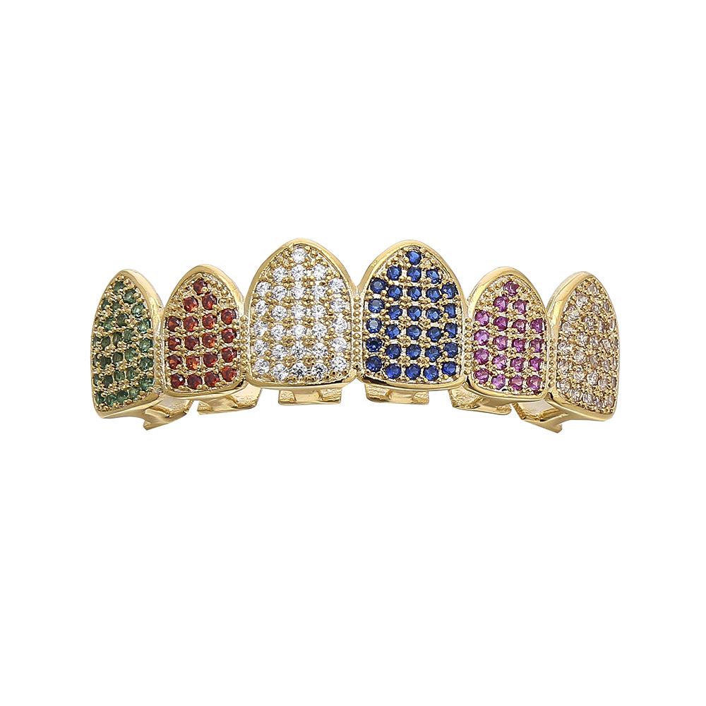 Hiphop Grillz Fashion Light Up Man Trendy Gold Copper With Zirconia Dental  Grillz