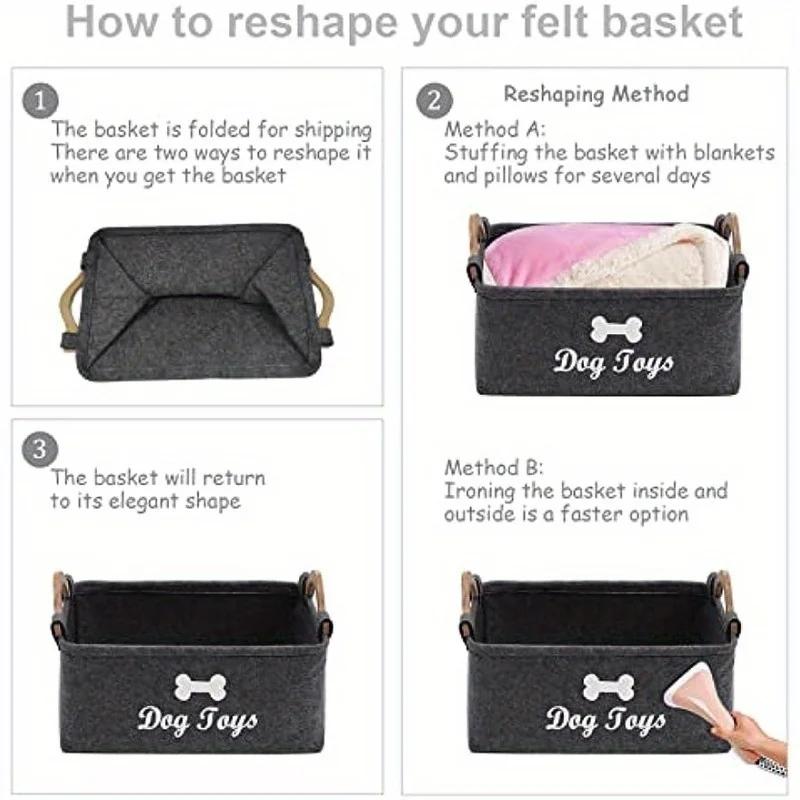 Pet Dog Toy Felt Storage Box Home Storage Basket Dirty Clothes Storage Bag Storage Basket Pet Dog Toy Felt Storage Box