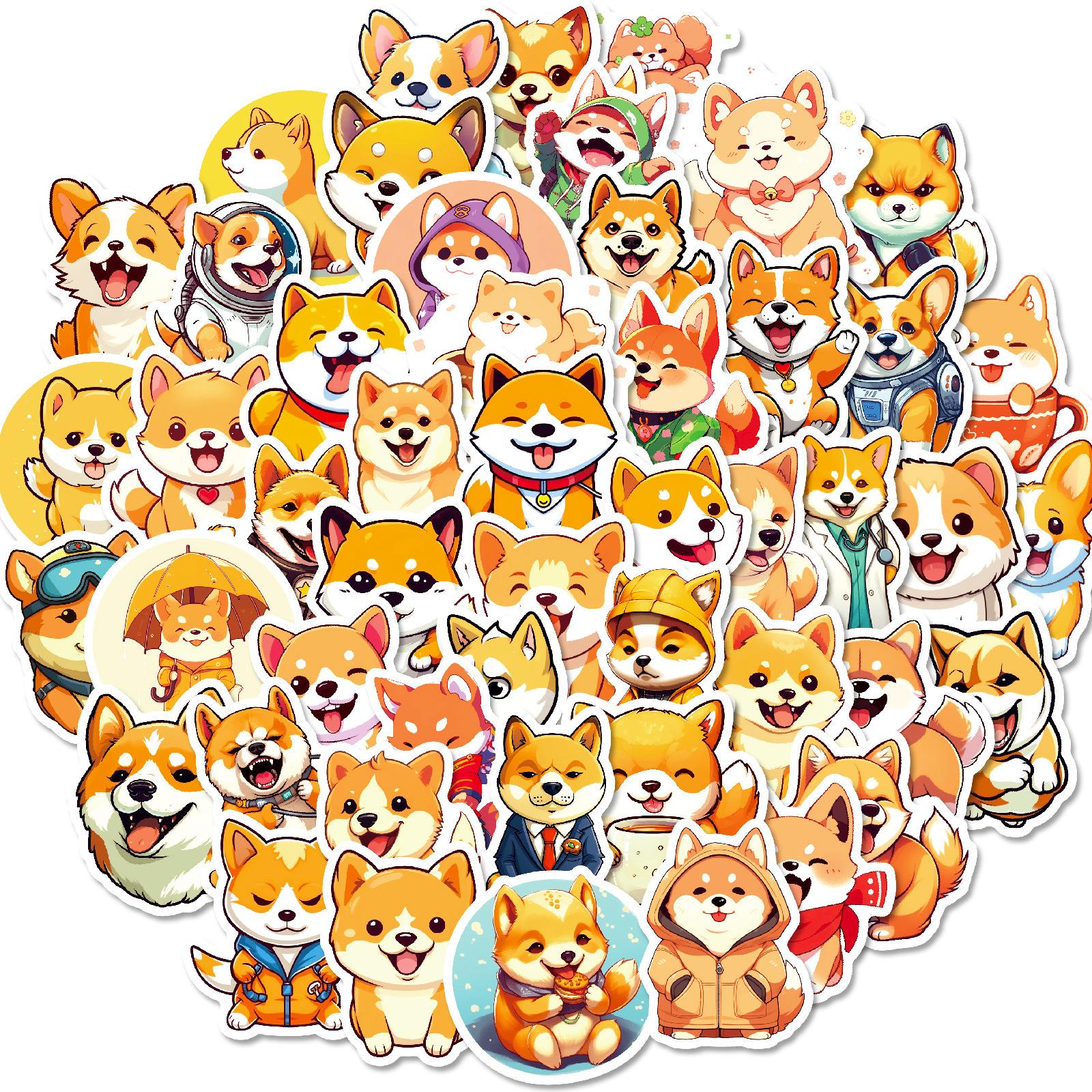 

50 Щенок Сиба-ину Милые Мультяшные Наклейки Супер Милый Пес Чемодан Декоративные Наклейки