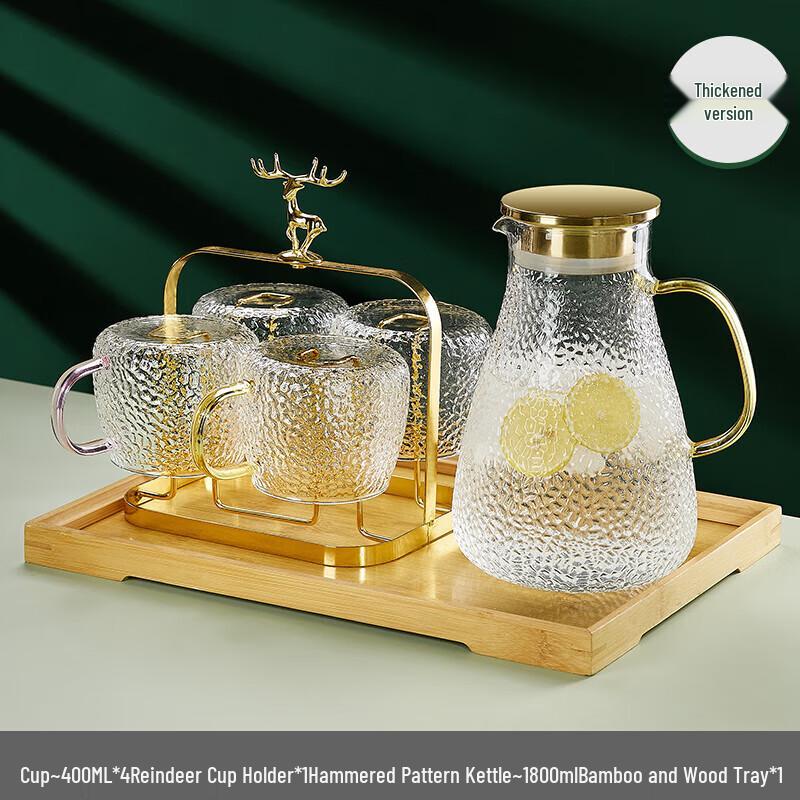 Hammered Pattern Heat-Resistant Glass Water Cup with Handle