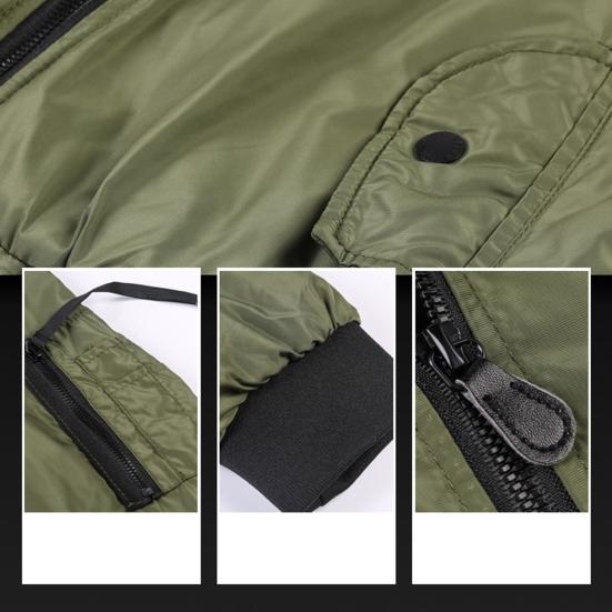 Stand Collar Long Sleeves Slant Pockets Ribbed Cuffs Casual Jacket Autumn Winter Thickened