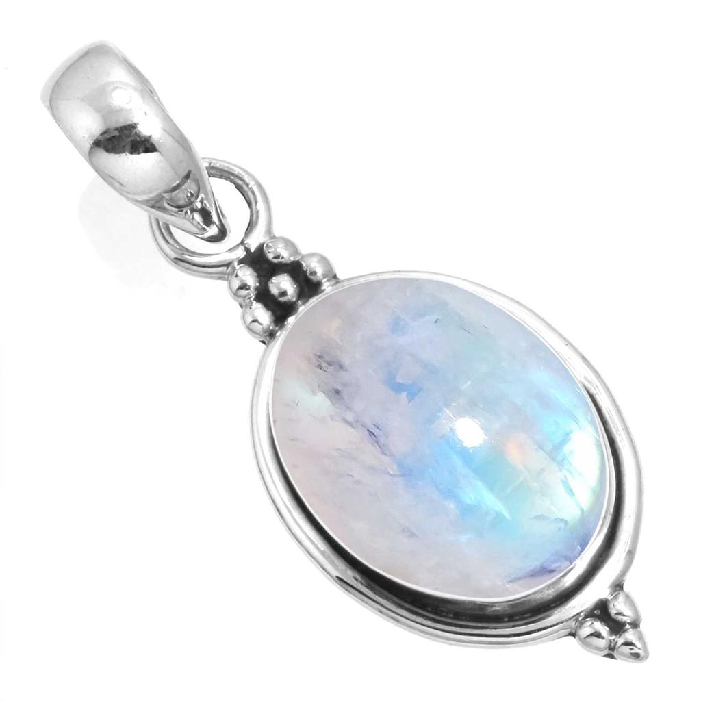 925 Sterling Silver Pendant Women Gemstone Handmade Jewelry Birthday Gift Malachite Moonstone Rose Quartz Red Stone Smoky Topaz Tiger Eye Statement