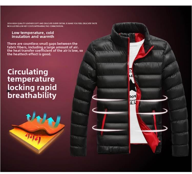 Geacă Militară Groasă cu Pene pentru Bărbați, Guler Înalt, Căldură de Iarnă