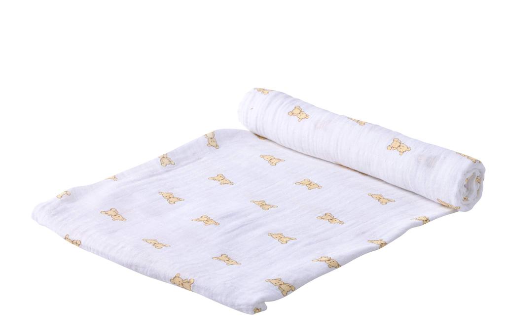 Newcastle Classics Swaddle Cotton Muslin Japanese Swaddle Fluffy Soft Blanket Baby Gift Teddy Bear 120x120cm 0 Months [Genuine Product] (x 1) ~