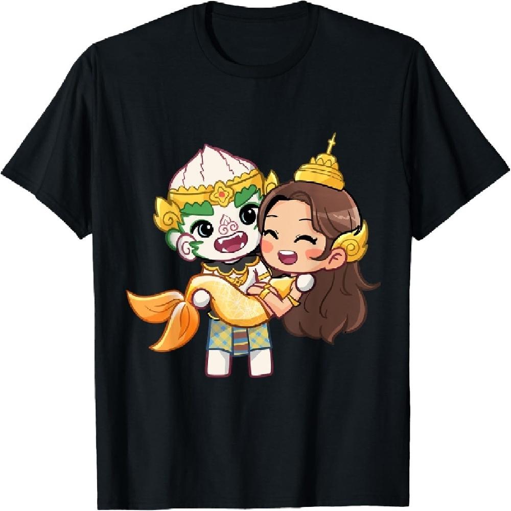 

Chibi Anime Cambodian Khmer Thai Lao Hanuman Apsara Mermaid T-Shirt XXXXXL чёрный