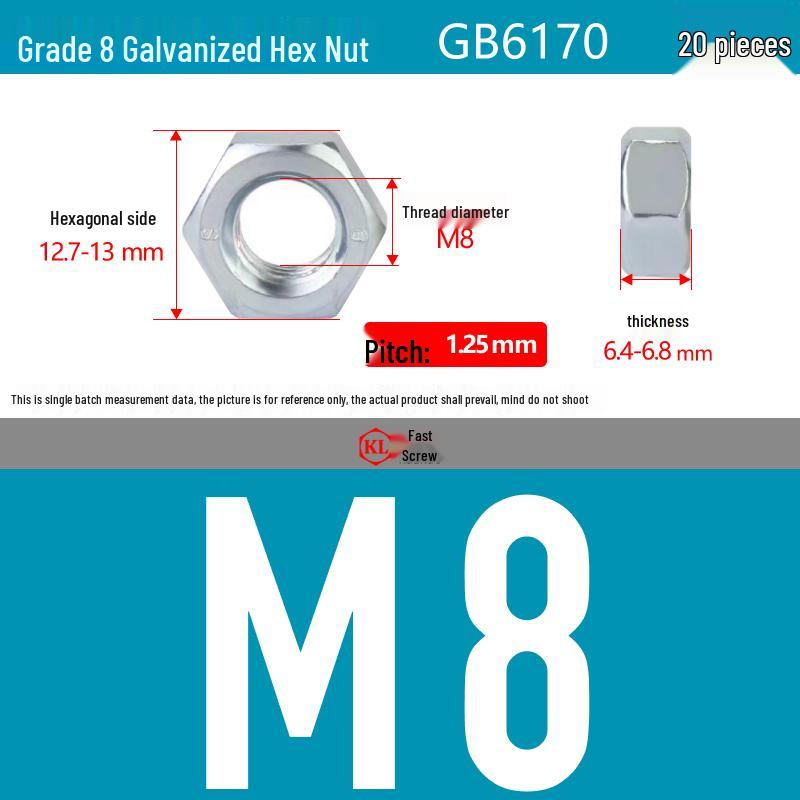 Galvanized Hex Nuts, Flat Washers, Spring Washers in M2-M48, Blue and White Zinc Coated
