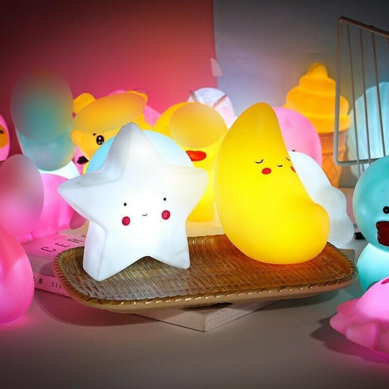 New Cartoon Light Silicone Cloud Night Light Ins Style Shell Moon Star Lamp Led Night Lights for Kids Baby Bedroom Birthday Party Gifts