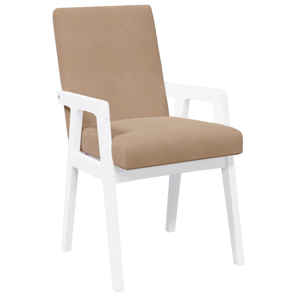 Dining Chairs with Cushions 2 pcs White Solid Rubberwood