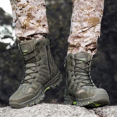 Men Hiking Shoes Green Grey Desert Boots Men Casual Outdoor High Combat Boots Anti Slip Large Size