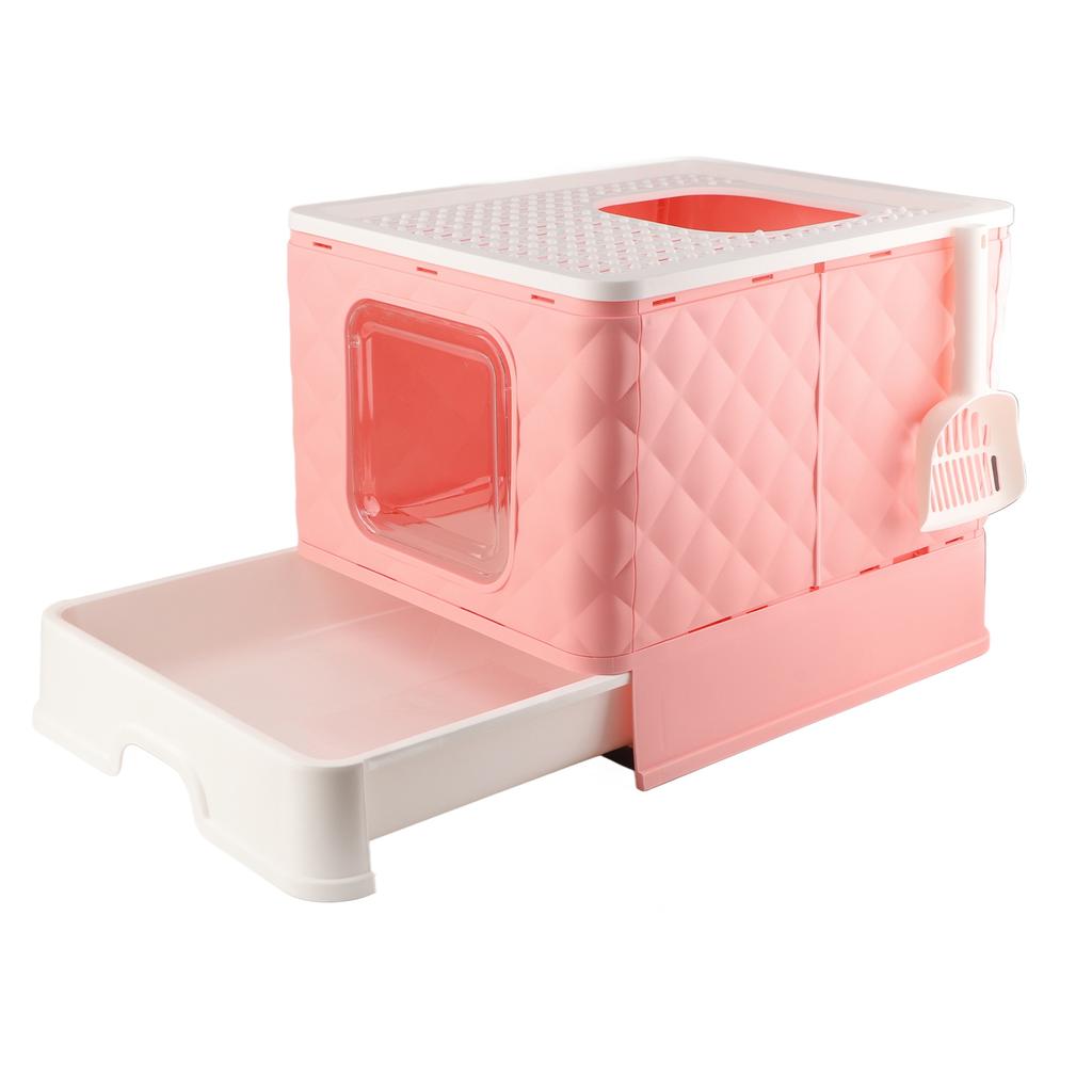 Katzentoilette mit Schublade, abnehmbar, waschbar, großer Raum, halbgeschlossene Katzentoilette, Katzentoilette mit Deckel