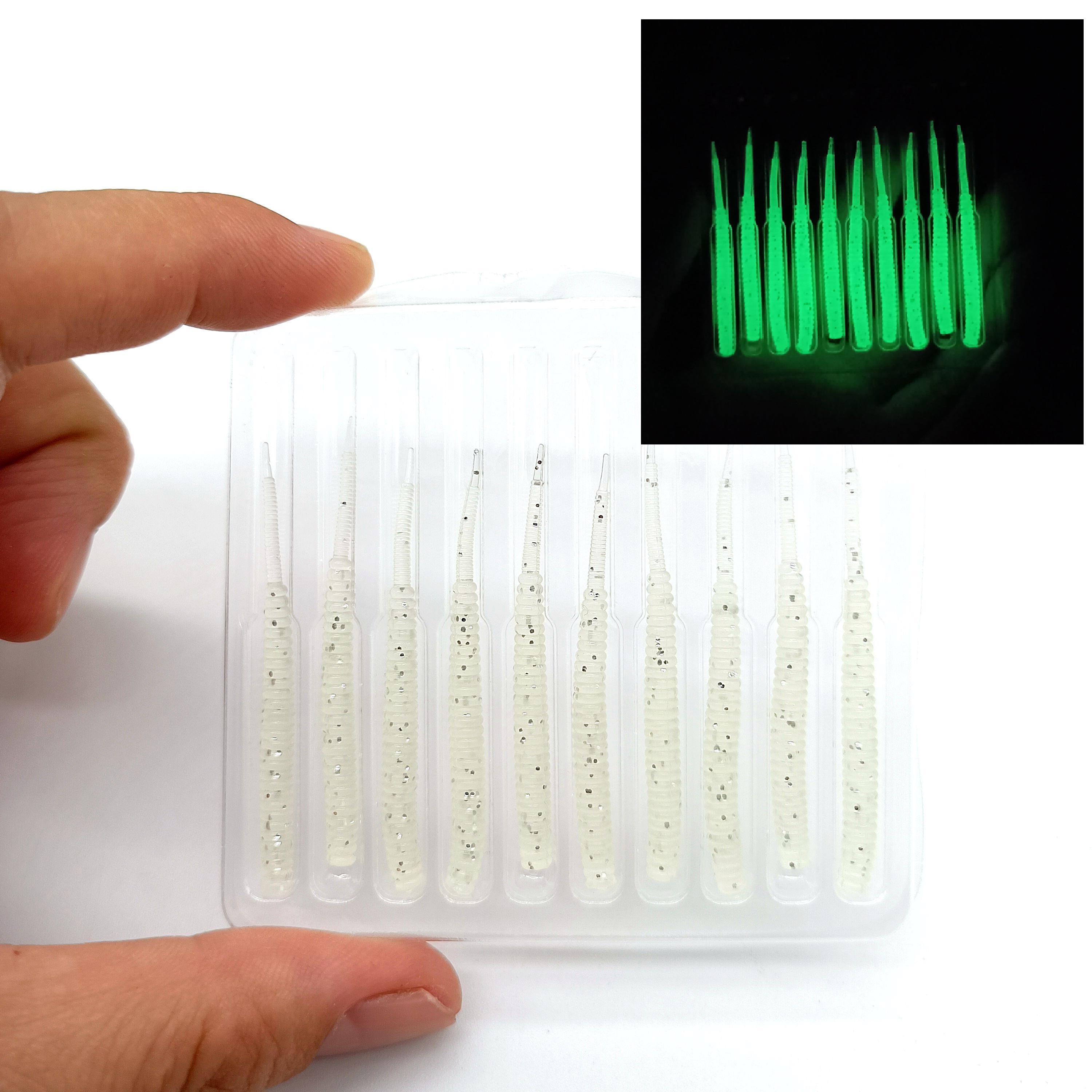 

DUODUOYU 10 шт./Лот Маленька М яка Рибальська Приманка 0,4 г/40 мм Воблер Штучна Голкоподібний Хвіст Силіконова Приманка Черв як Наживка Рибальське Спорядження білий