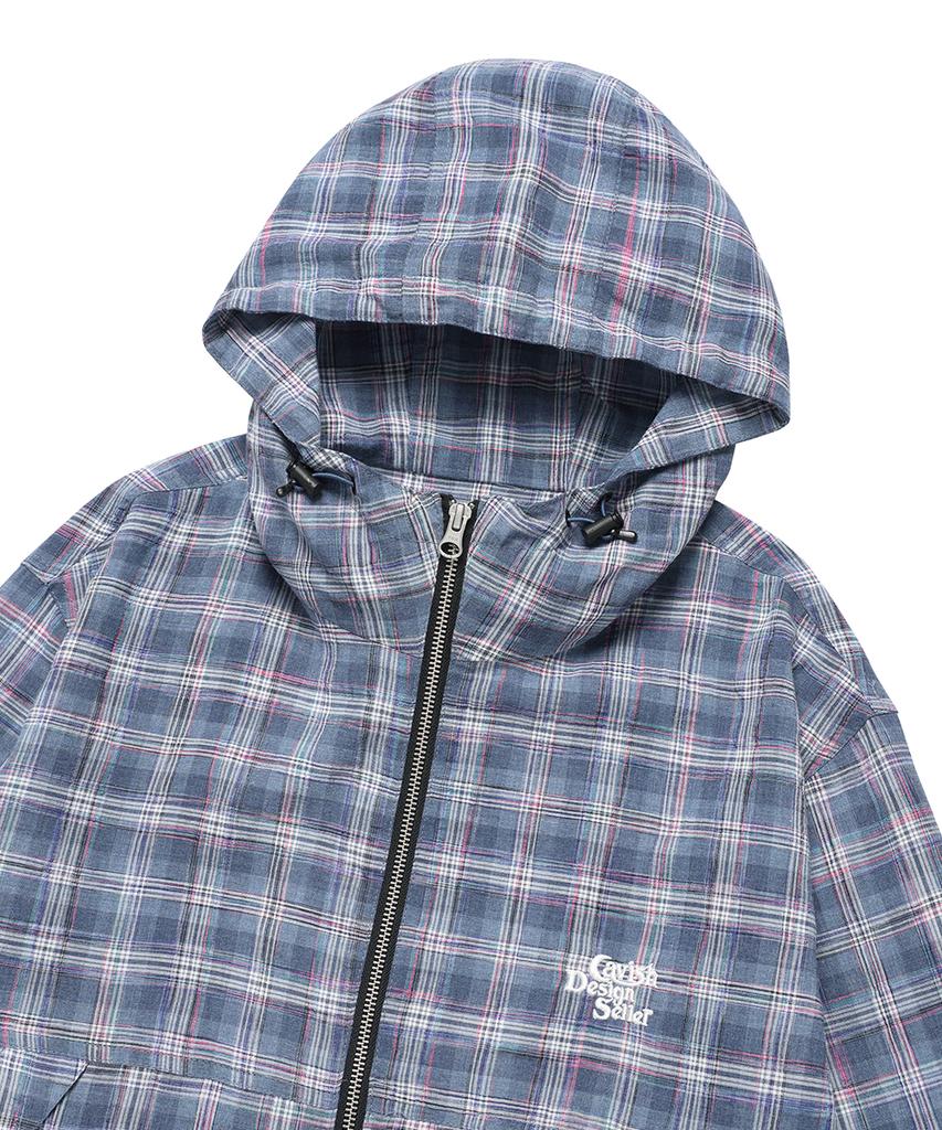 Cavish Kapuzen Karos Windbreaker Blau(Cv2Fsub962A)