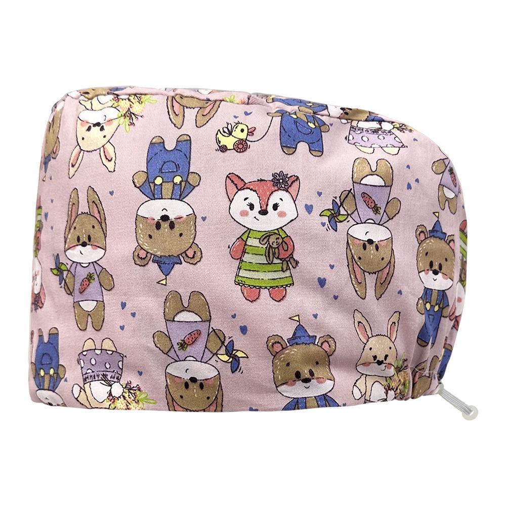 Floral Snap-Button Surgical Cap for Nurses and Doctors