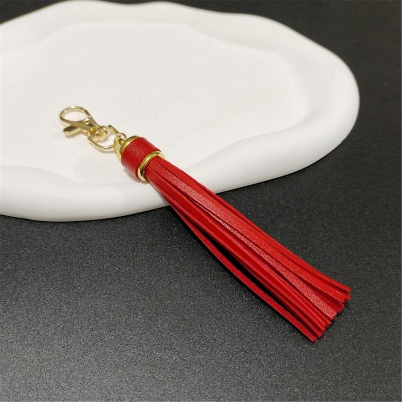 Handmade Tassels Keychain Bag Charm Stylish PU Leather Tassels Keychain Pendant With Metal Rings For Secure Attachment