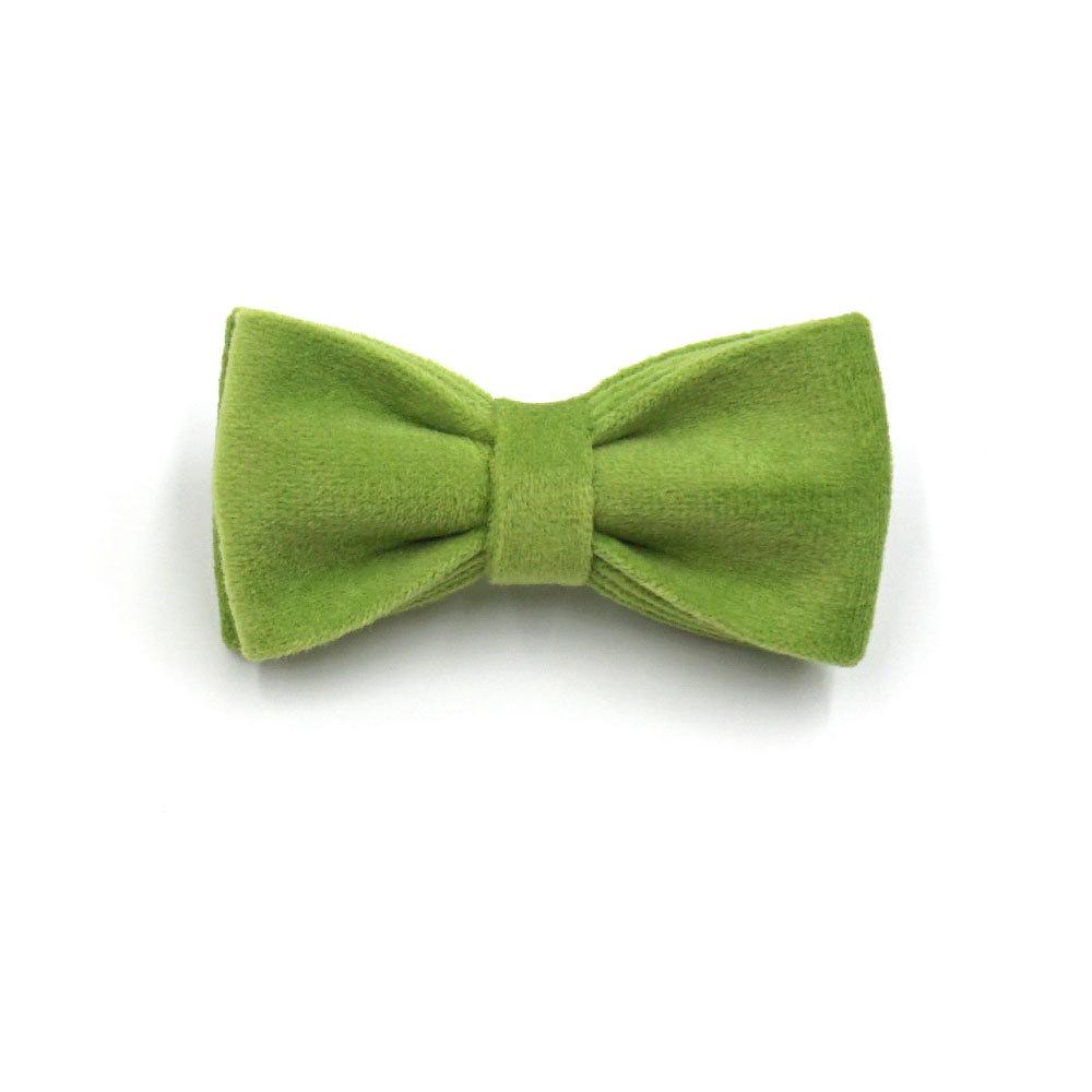 Engraved Matcha Green Velvet Cat Collar with Bell and Bowtie Small