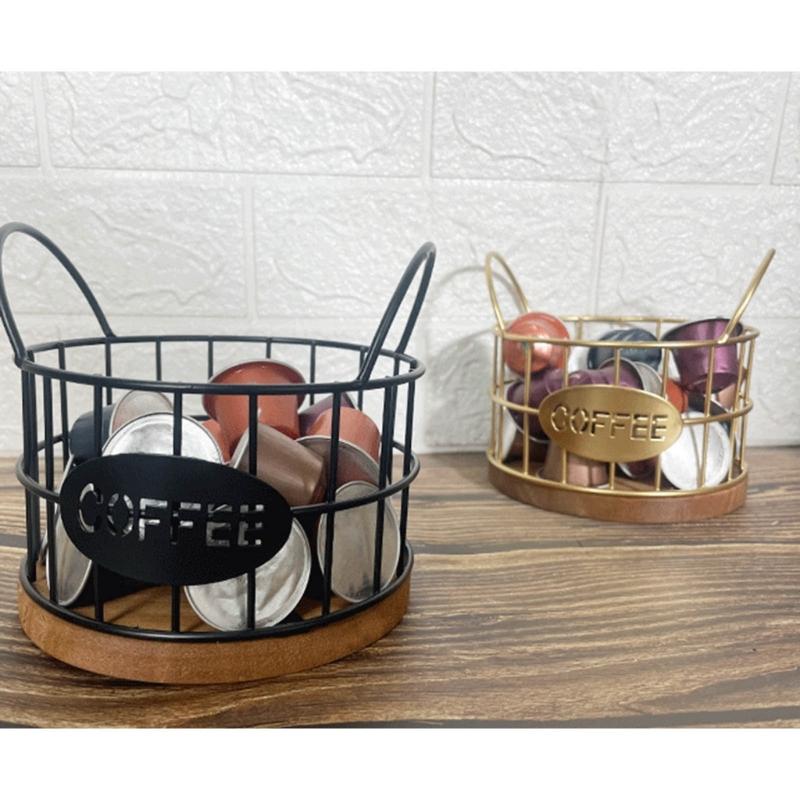 Iron Coffee Holder Versatile Coffee Storage Rack Coffee Pods Basket Decoration for Kitchen Countertop Espresso Pods Basket