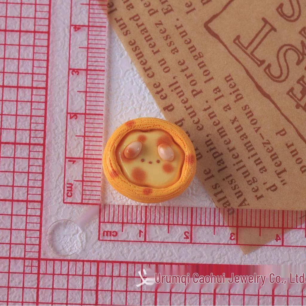 Little Bear Egg Tart DIY Kit: Cheese Bread, Cream Glue, Hair Clips, Crocs Charms, Resin Accessories