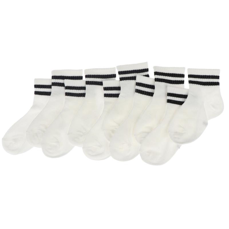 5 Pairs Student Sports Socks Cotton Soft Long Tube Socks Absorbing Sweat Girls Boys Baby Black White Tube Socks 1-13 Years