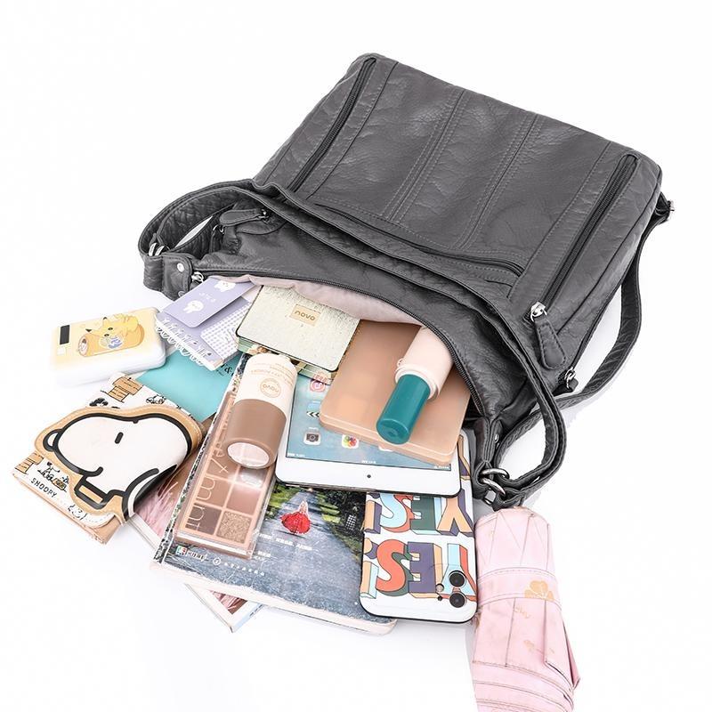 2025 New Large Capacity Middle Aged Women's Bag Multi Layer Lightweight Mother Bag Pu Leather Crossbody Bag Multifunction Shoulder Bag