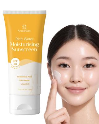 Seoulskin Rice Water Moisturising Sunscreen | SPF 50 PA ++++ | Hydrating, Lightweight & Non- Greasy | No White Cast | Broad Spectrum UVA & UVB Prot