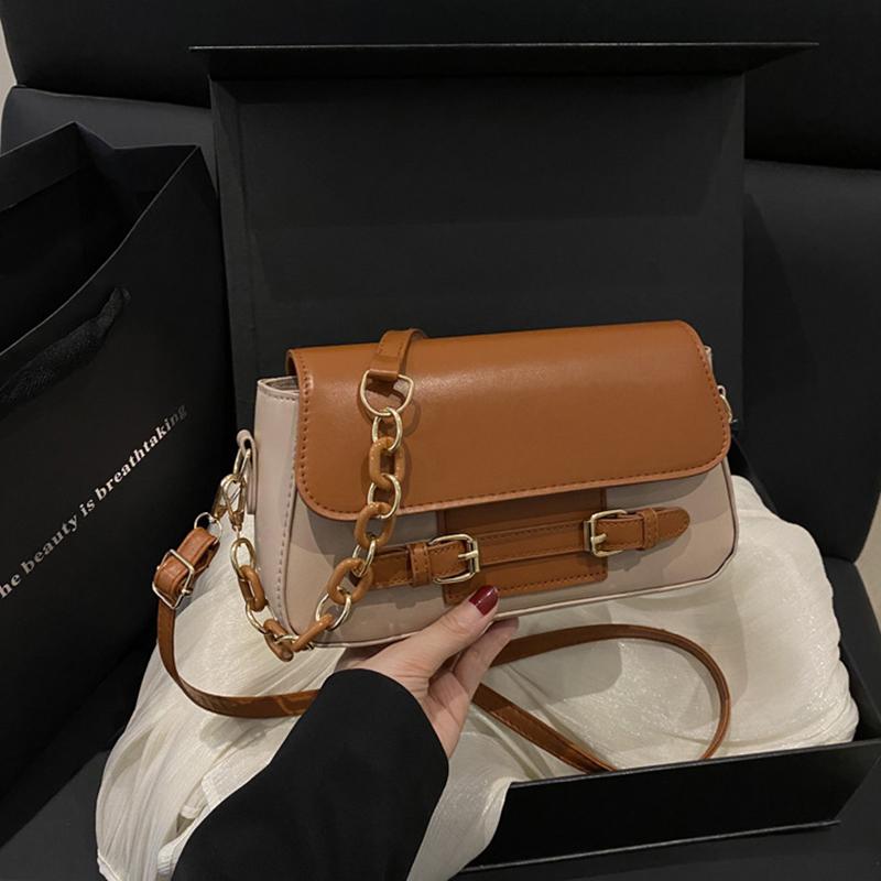 Yogodlns  New Fashion PU Leather Shoulder Bags for Women Simple Chain Handbags Crossbody Messenger Small Square Bags Casual Underarm Bag