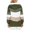Manteau à capuche pour femmes, mode épissage, ample, peluche, manches longues, fermeture éclair, poche, hiver