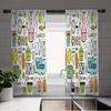 2pcs Charming European Tableware Design Vintage Style Window Curtains for Kitchen, Cottage, Living Room and Bedroom Decoration