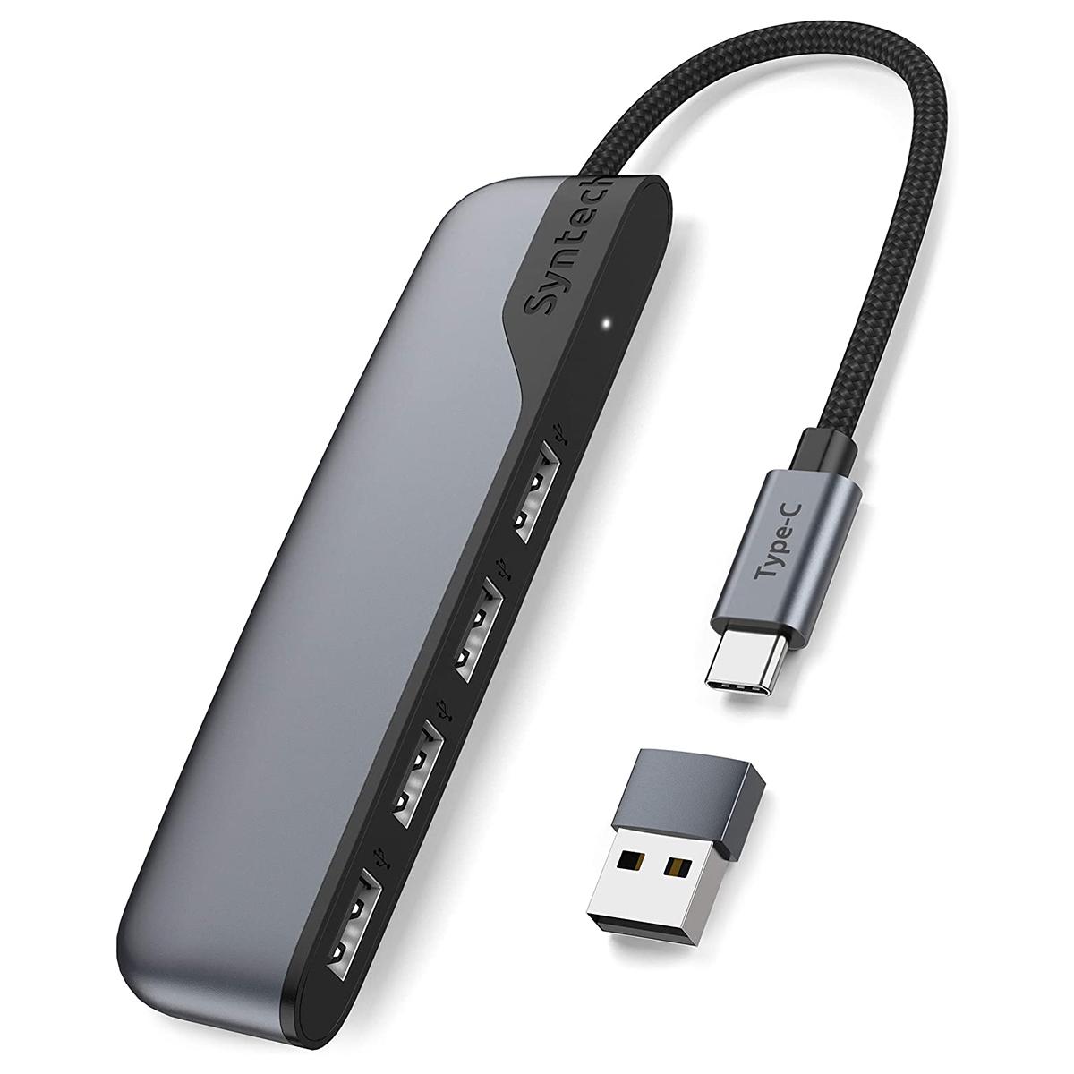 

SYNTECH M20C 4 in 1 USB Hub Multiport Adapter with USB 3.0 High-Speed Data Transfer USB-C Converter with USB-A Adapter